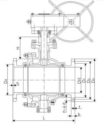 良工閥門渦輪球閥q341f 結構圖